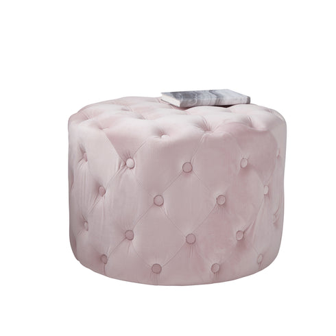 Native Home Lifestyle Pastel Pink Tufted Velvet Pouffe